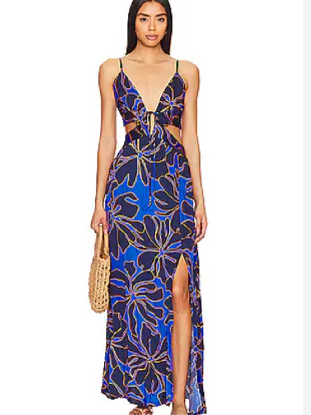 Maaji Blue Floral Maxi Dress with Cutouts